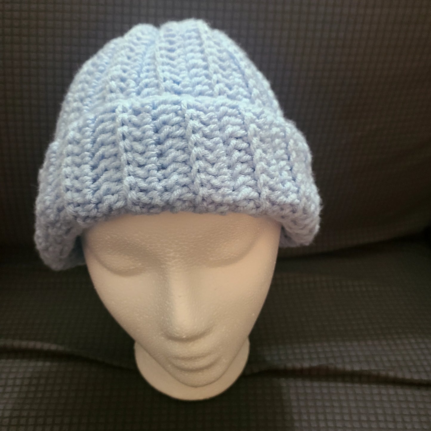 Light blue crochet beanie